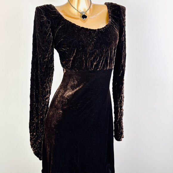Vintage 90s goth cocktail formal velvet mini dress - Picture 3 of 8